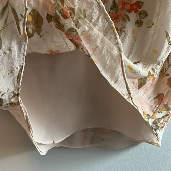 Joie silk floral flutter sleeve top with gold thread detail - Picture 4 of 7